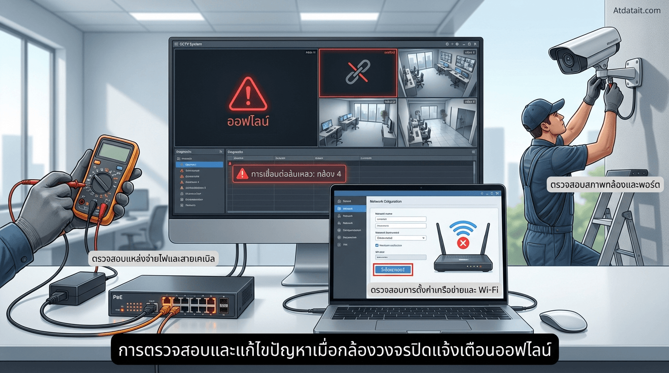 ขั้นตอนการตรวจสอบและแก้ไขเมื่อกล้องวงจรปิดแจ้งเตือนออฟไลน์
